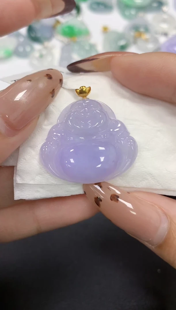 颈饰18K金镶嵌翡翠a货假一赔三支持复检百元上9元证书费自理