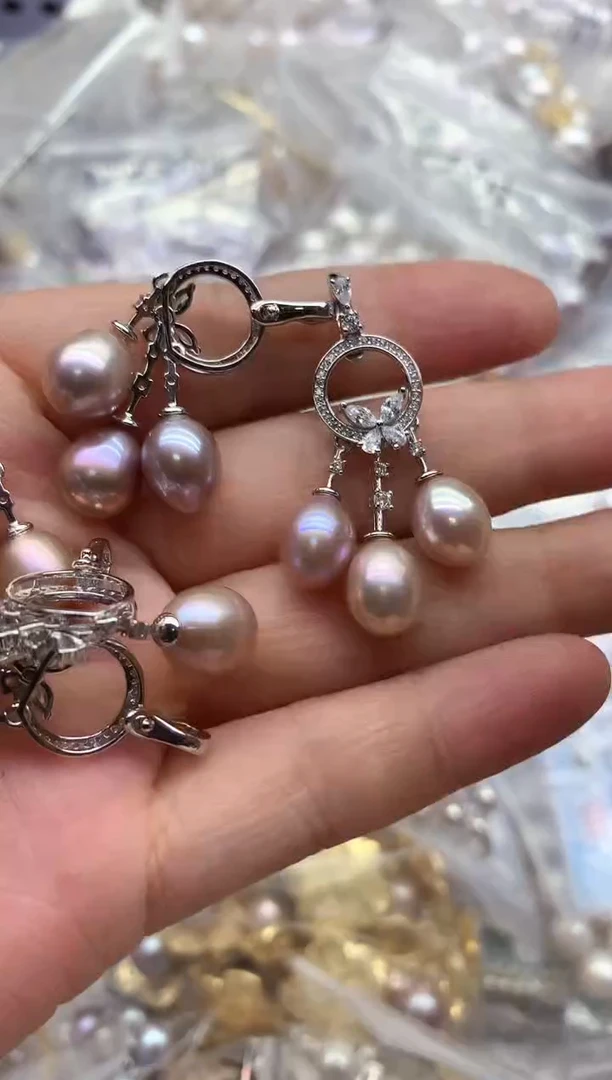 淡水珍珠银S925镶嵌吊坠(不含链)多样性发其一，非无暇