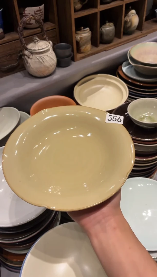 瓷片杉*556燕麦色花朵盘1个