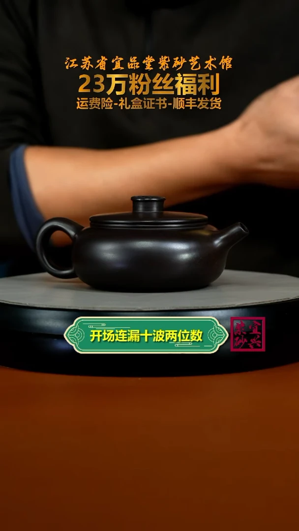 茶壶紫砂陈景明赤龙血砂松鹤延年扁韵260CC