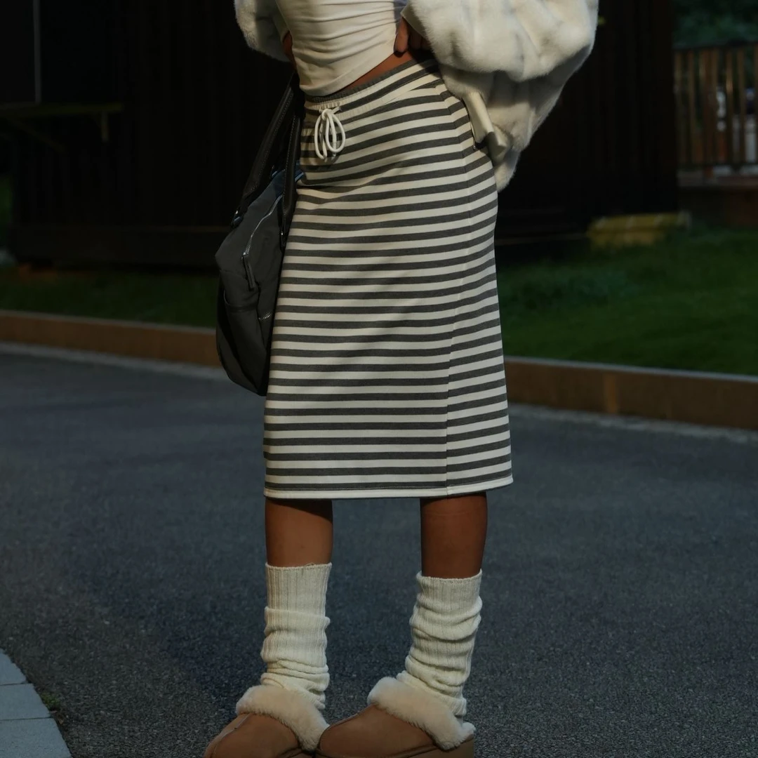 【Fcii】条纹休闲半裙半身裙H5Q3364