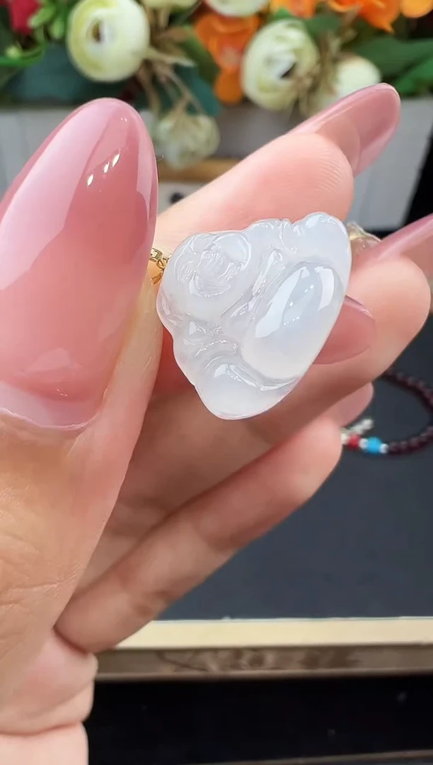 吊坠(不含链)18K金镶嵌翡翠吊坠多样性发货其一