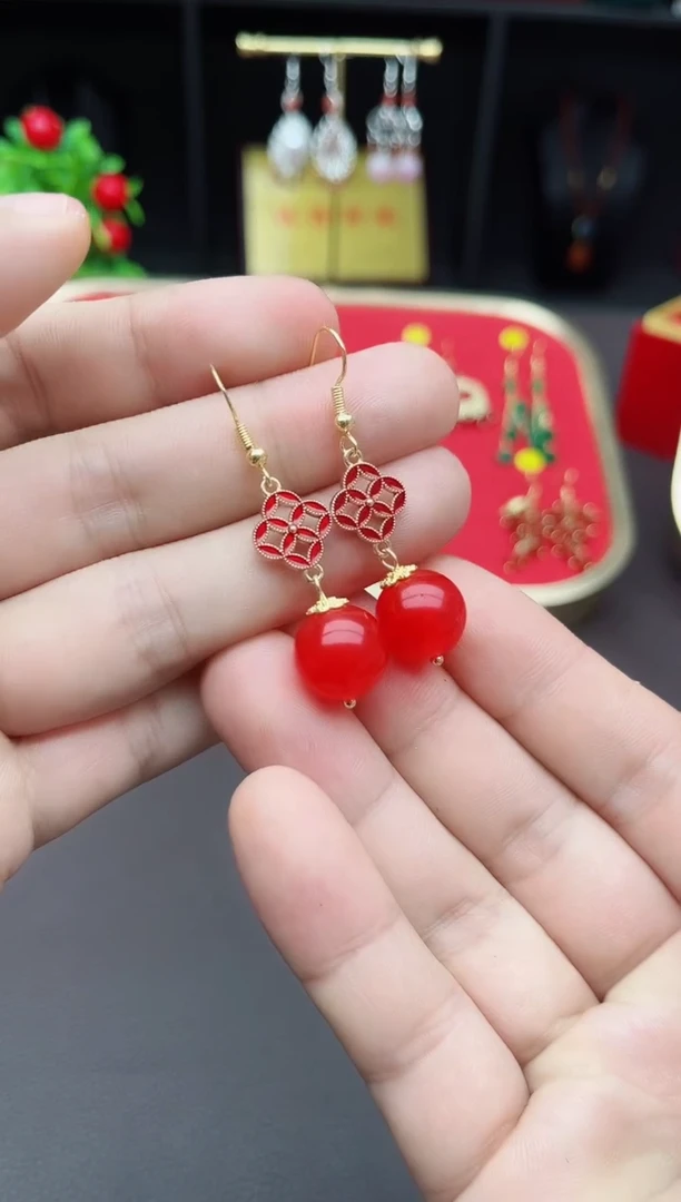 【闪购商品】玛瑙/玉髓耳钉银S925镶嵌523000