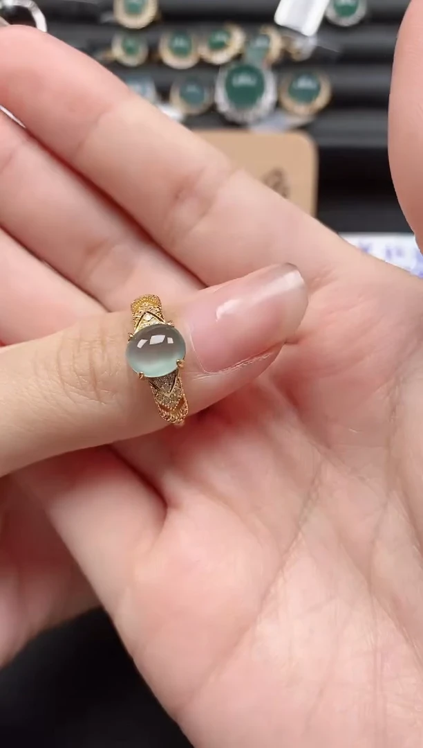 翡翠戒指银S925镶嵌51511