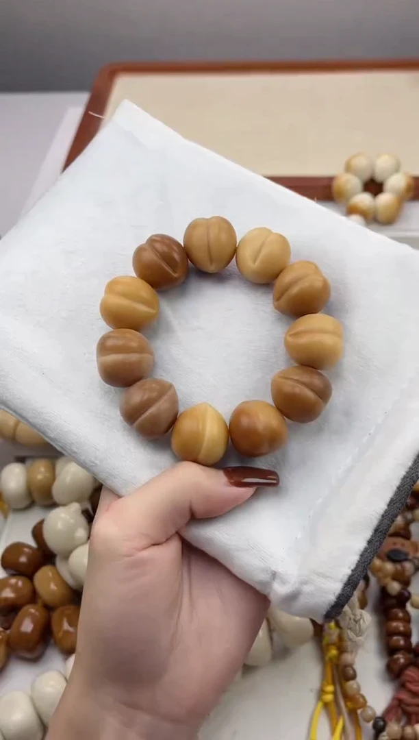 手串菩提根/象牙果e30干磨屁桃21mm手串瑕疵不补