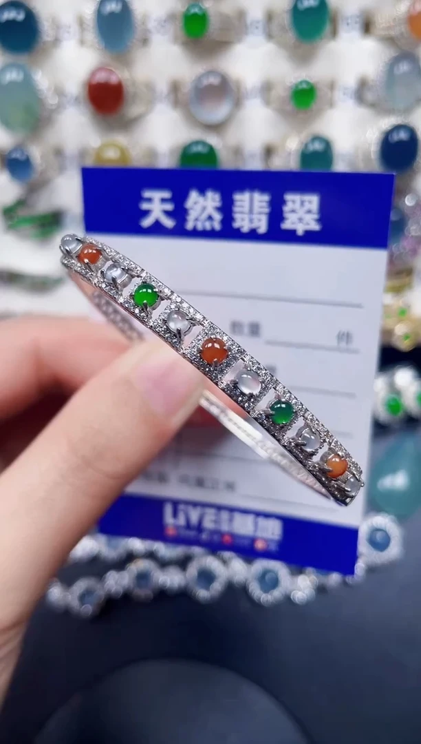 银S925镶嵌手镯翡翠179