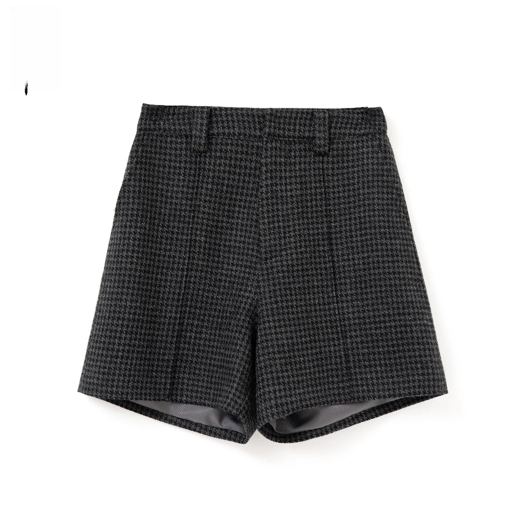 裤透气毛呢格纹女装冬季保暖秋吸汗高腰无弹 YB62FP1668