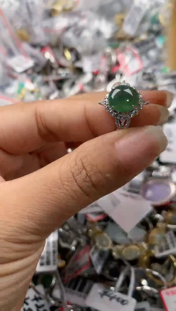 银S925镶嵌戒指翡翠111     2
