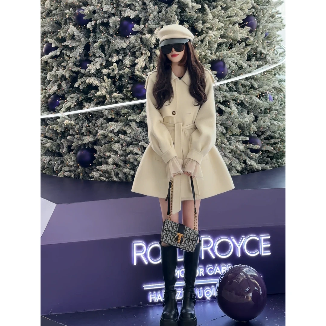 【幂幂私服】2025秋季今年流行的气质显瘦双面羊毛大衣女毛呢外套女