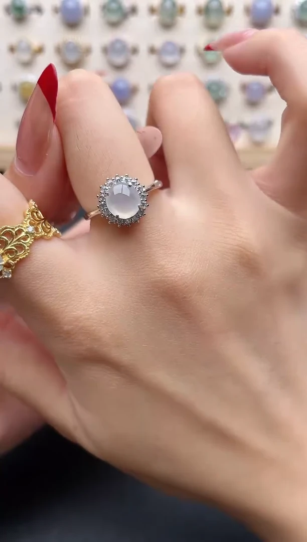 【闪购商品】翡翠戒指银S925镶嵌一物一证一礼盒