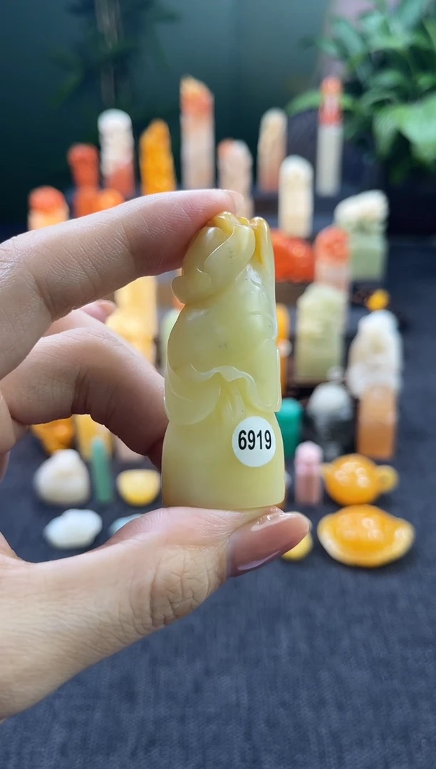 昌化石印石白*簪6919