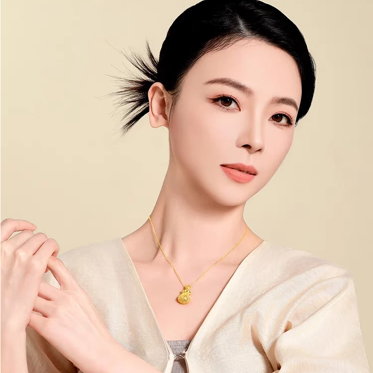吊坠足银 时尚福袋吊坠钱袋福袋百搭挂坠情人节送老婆女友礼物
