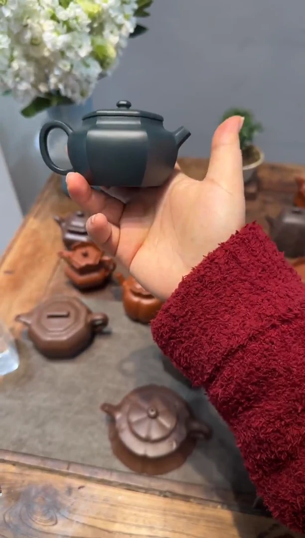 茶壶紫砂y**i六方绿壶