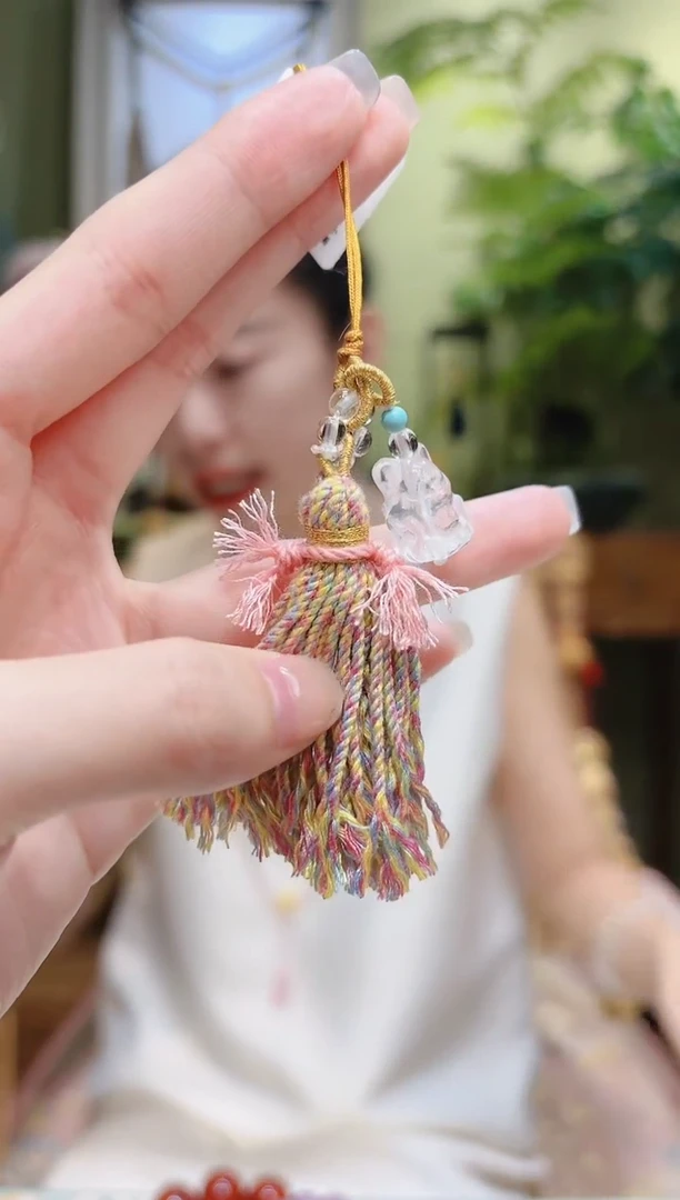 【闪购商品】水晶挂件未镶嵌白水晶凤九流苏挂件