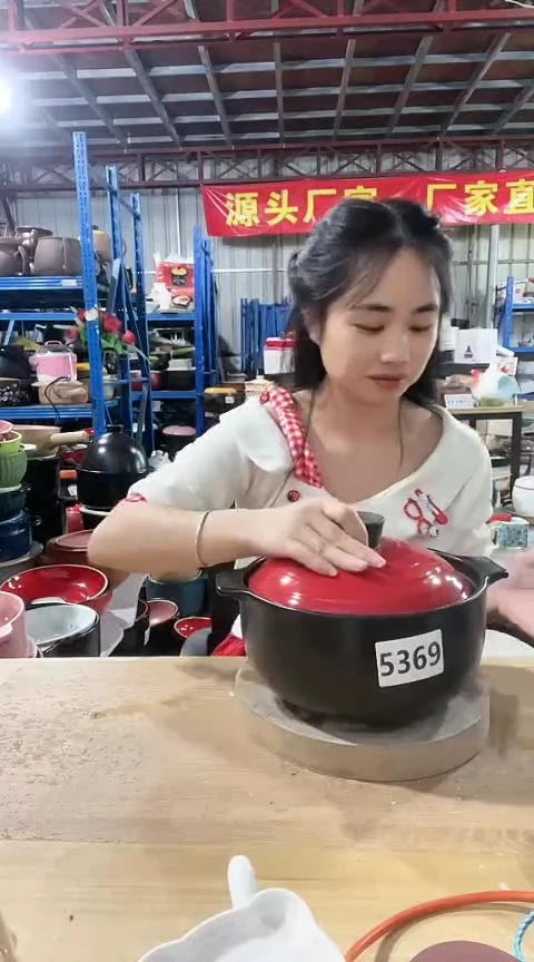陶5365瑕疵黑锅带盖不圆孤品