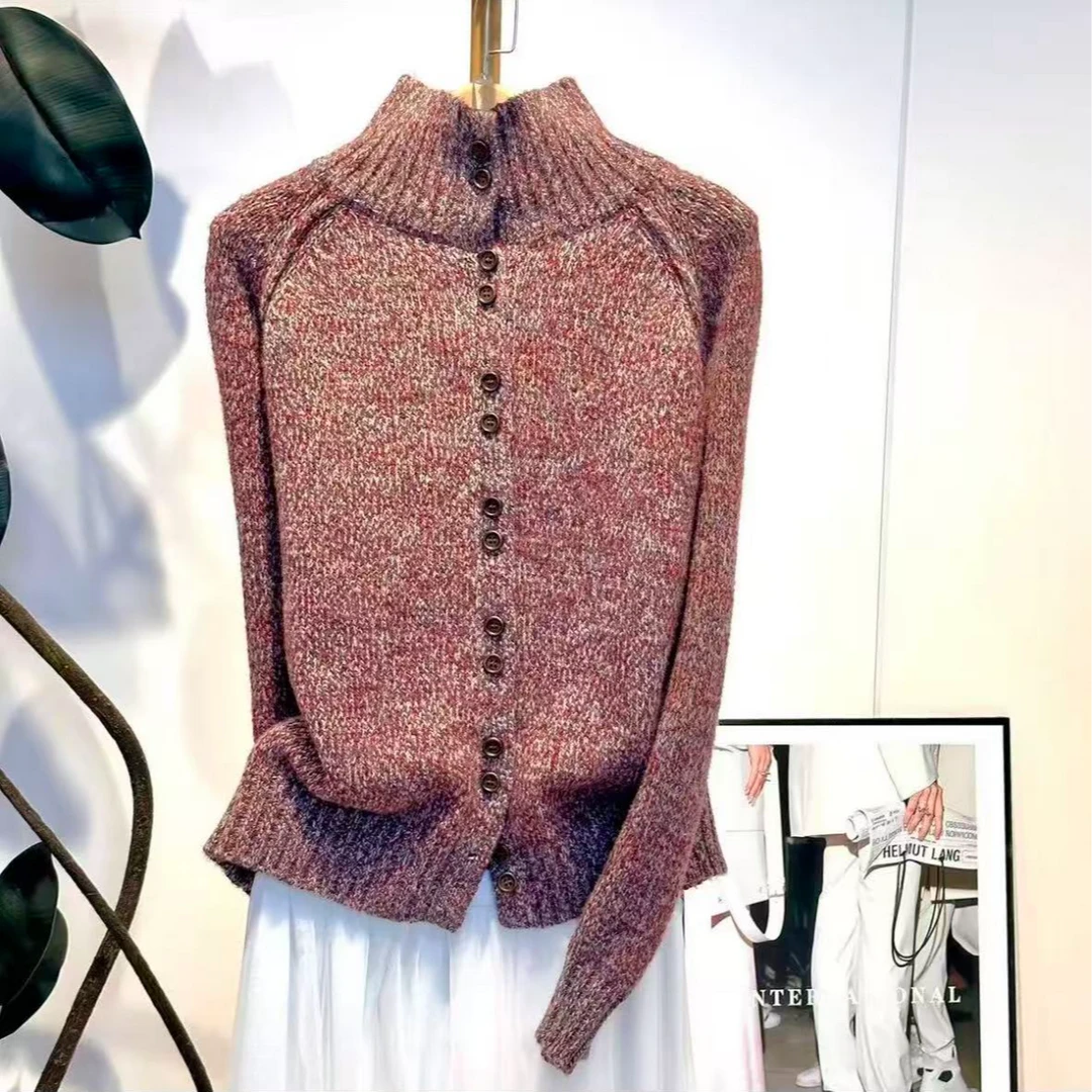 2025秋冬新款减龄百搭气质高领针织开衫S131