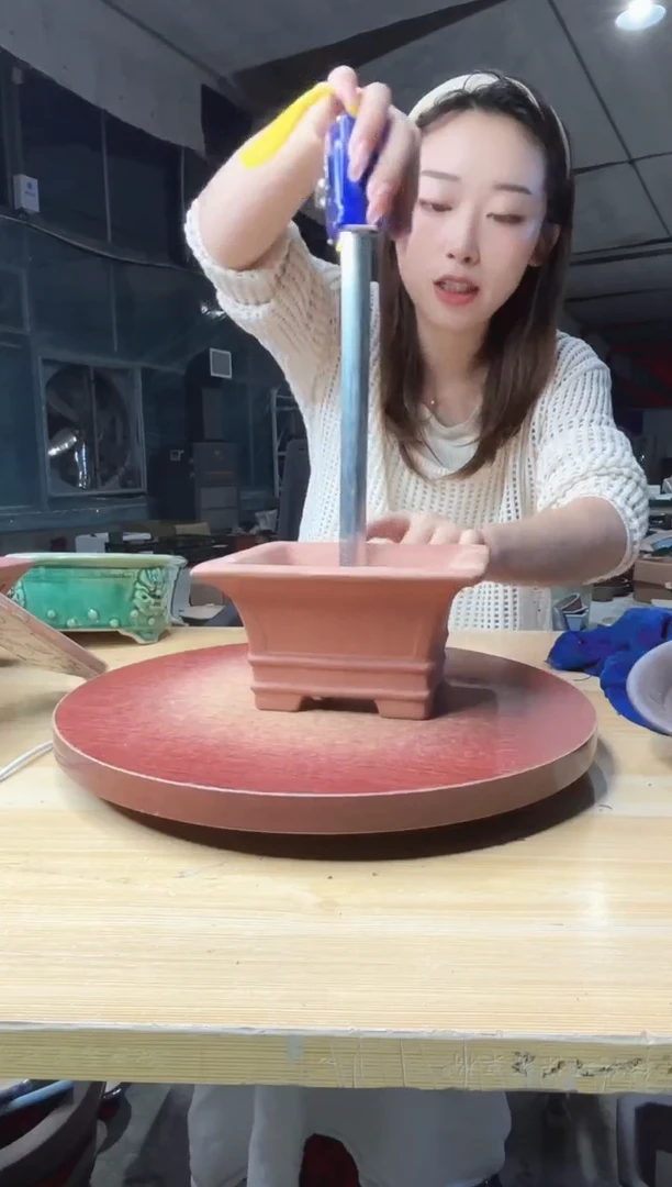 紫砂花盆浅草紫砂花盆微瑕