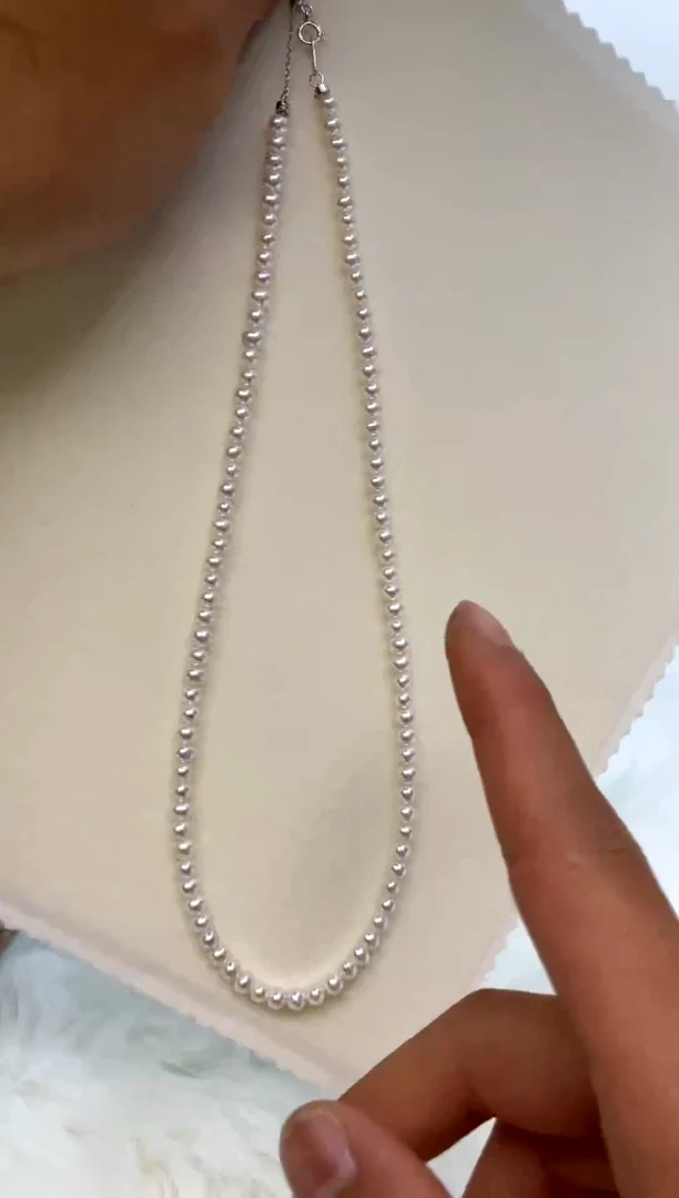 颈饰银S925镶嵌淡水珍珠 4-5