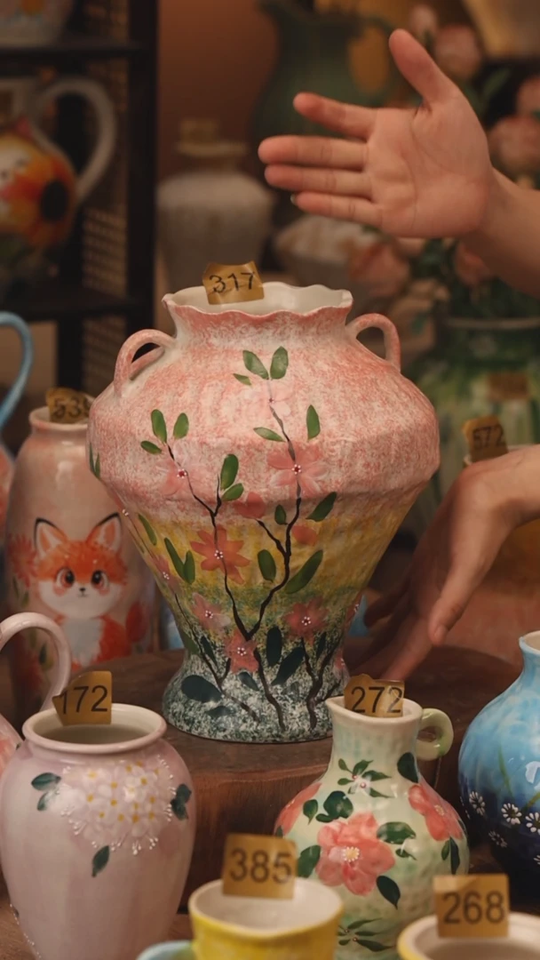 陶瓷317景德镇设计师手作花器摆件侘寂风