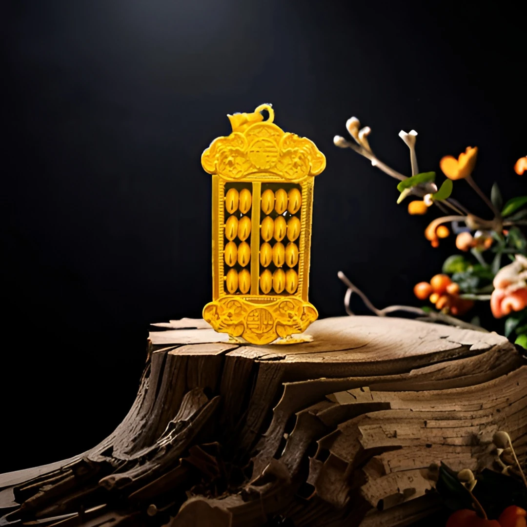 合金吊坠 素款算盘吊坠精美国风时尚 轻奢 金色 百搭珠子可活动