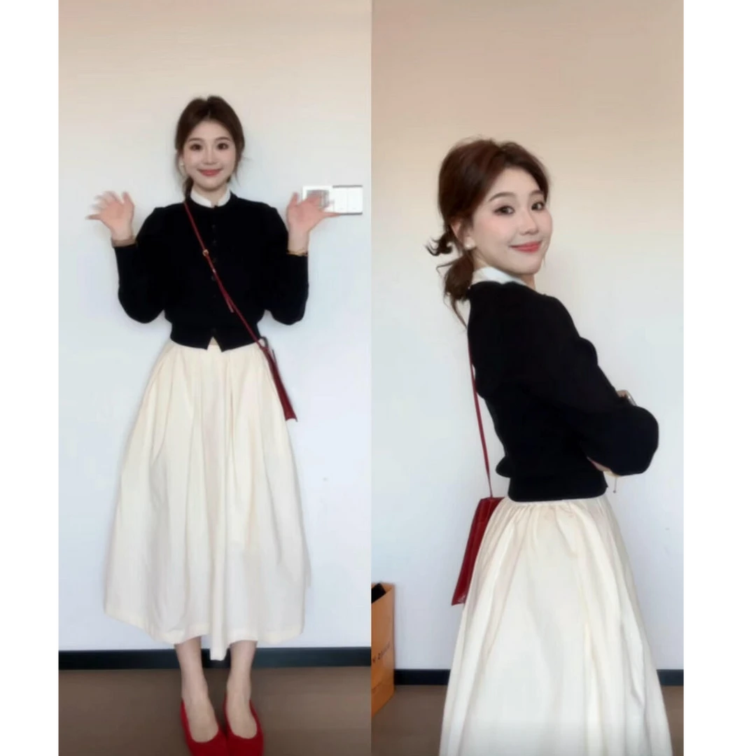 入秋穿搭一整套秋季网红洋气时尚小众炸街高级感女装秋天裙子套装