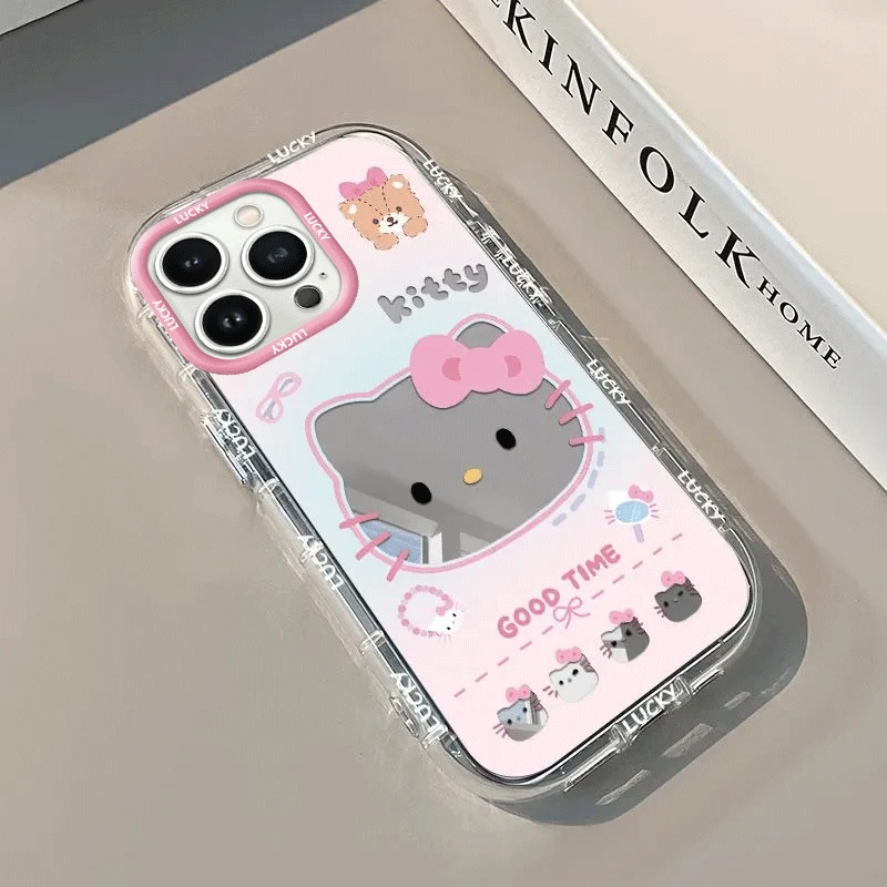 好时间kt猫苹果14PRO手机壳iPhone14Pro个性新款高级镜面泡芙软套