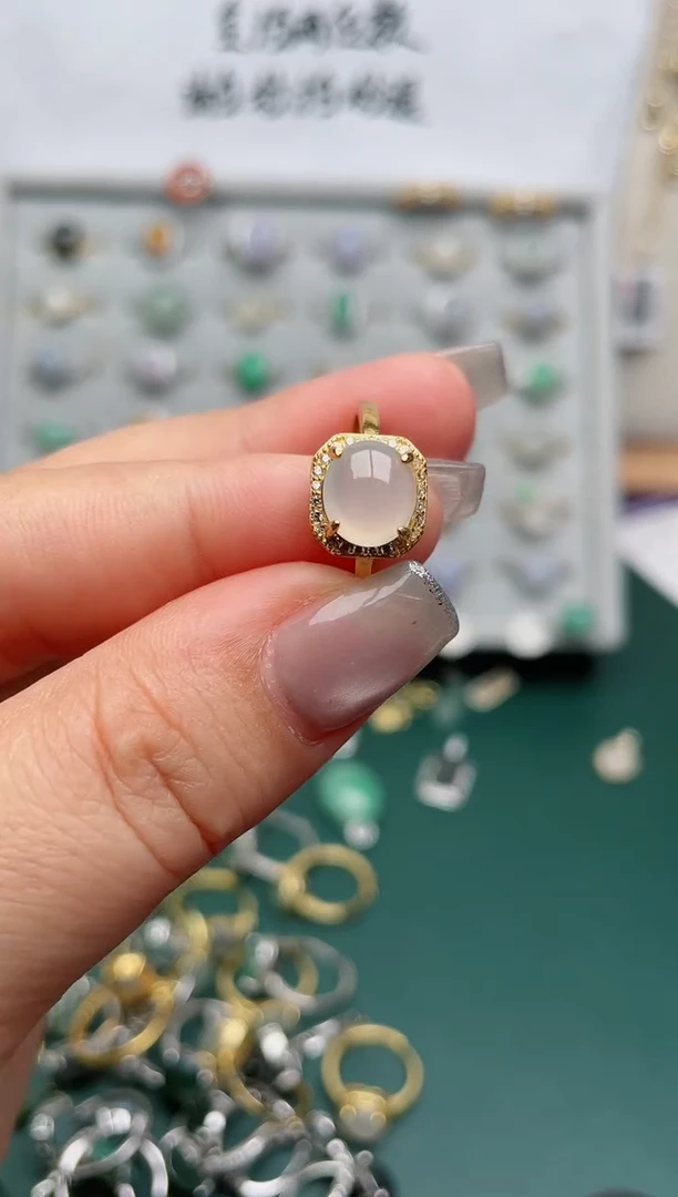 翡翠戒指银S925镶嵌.