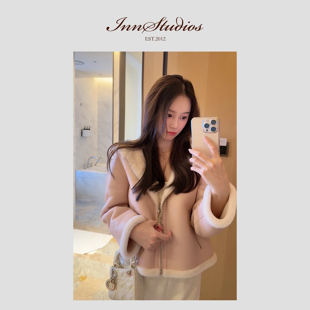 Innstudios 「露营外套2.0」皮毛一体粉色双面穿外套