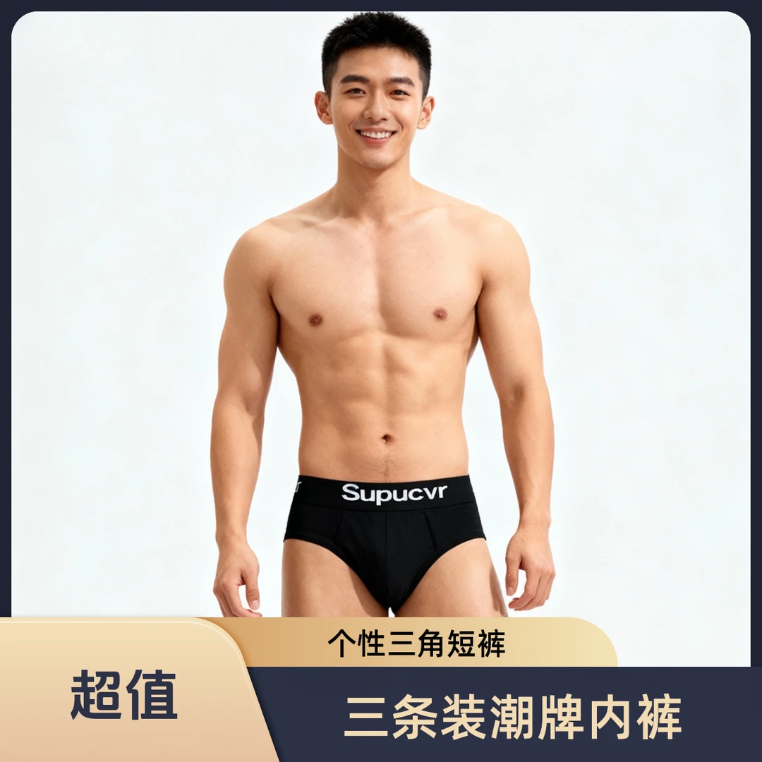 三条装Aegis Flow潮牌男士内裤纯棉三角裤个性短裤衩舒适透气弹性