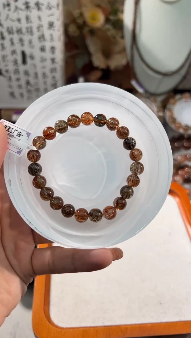 未镶嵌手链水晶啵*黑金超七8mm