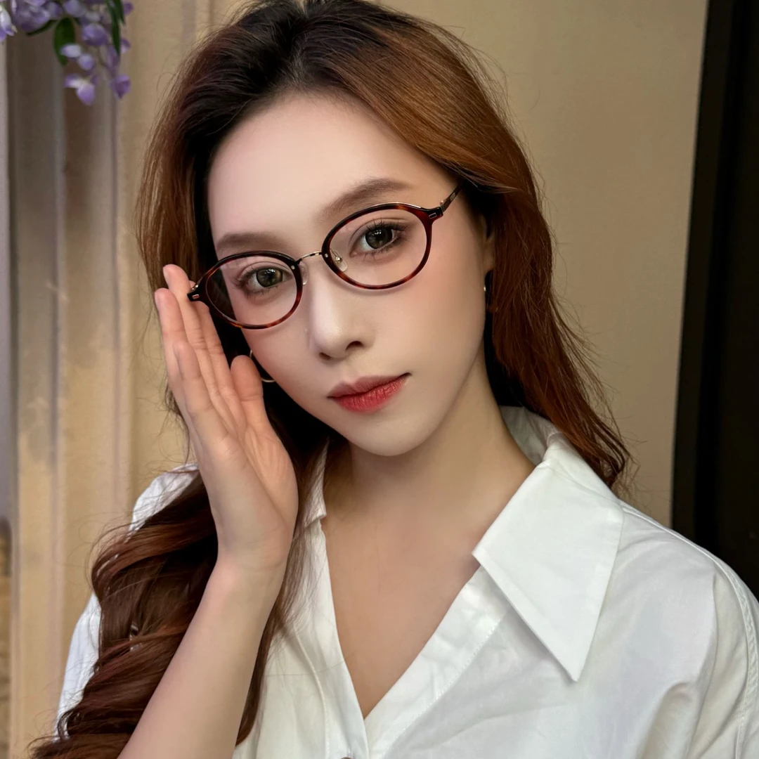 MUJOSH/木九十欧美风猫眼近视女高级感复古钛架MJ12FN2002商品图