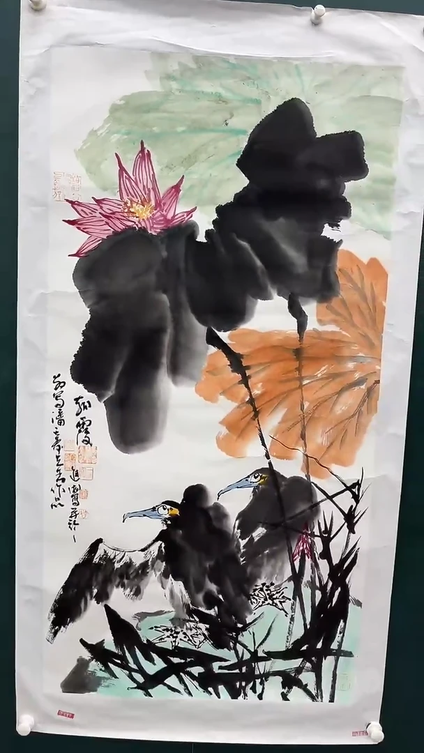 国画李进潮-8平尺-花鸟-送书法