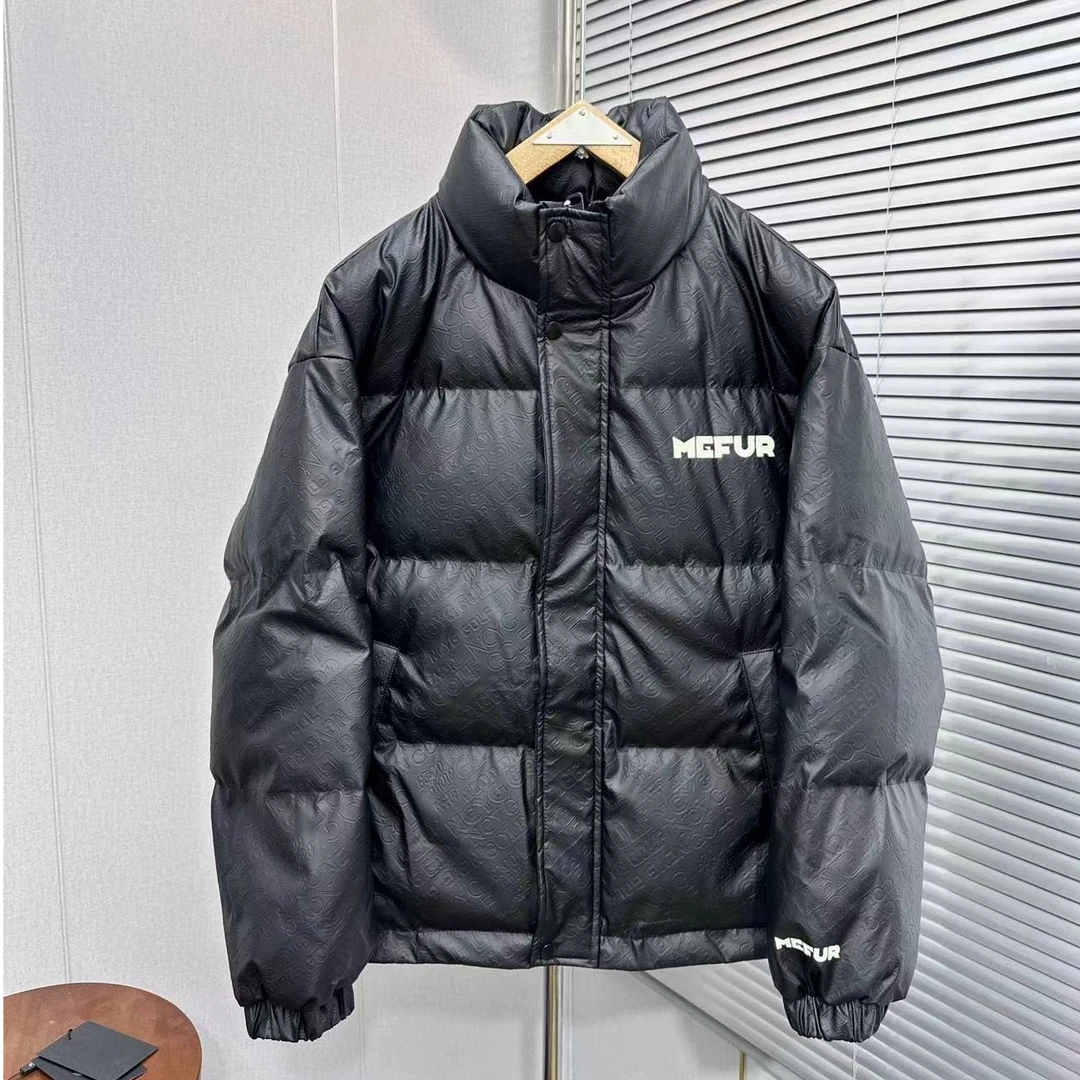 8012-时尚休闲冬季宽松百搭加厚保暖立领短款字母外套