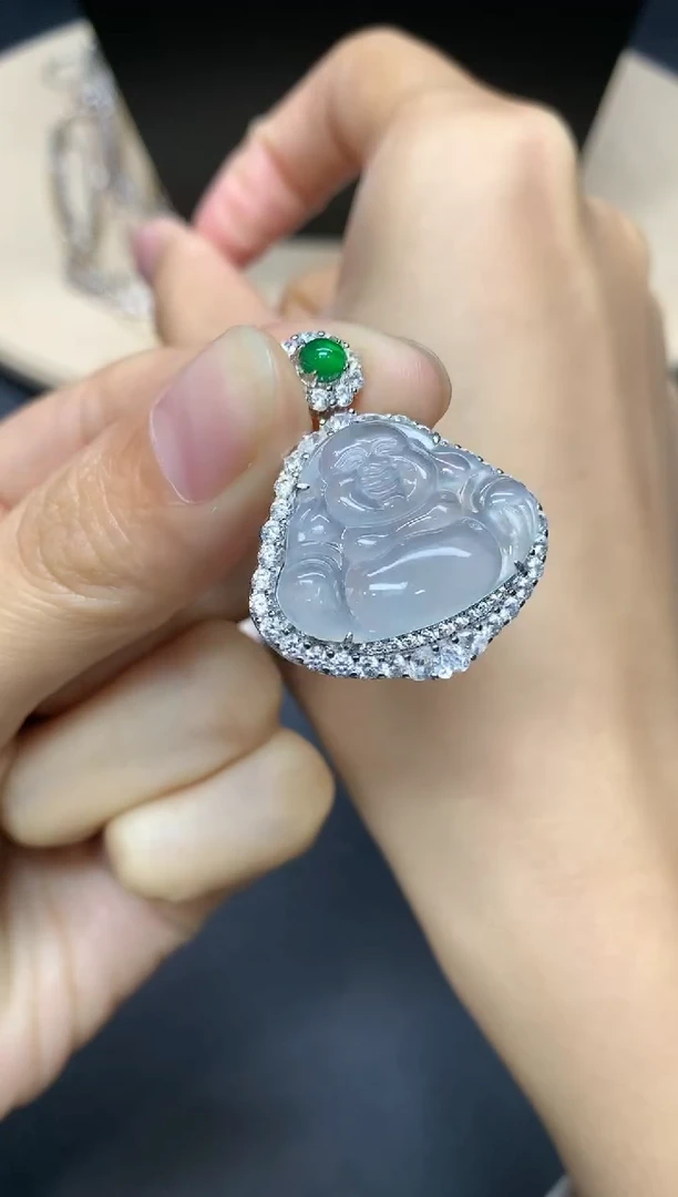 【闪购商品】翡翠吊坠(不含链)银S925镶嵌佛公【多样性发其一】