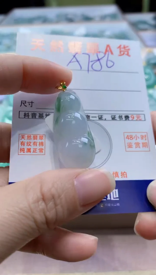颈饰18K金镶嵌翡翠天然缅甸a货翡翠