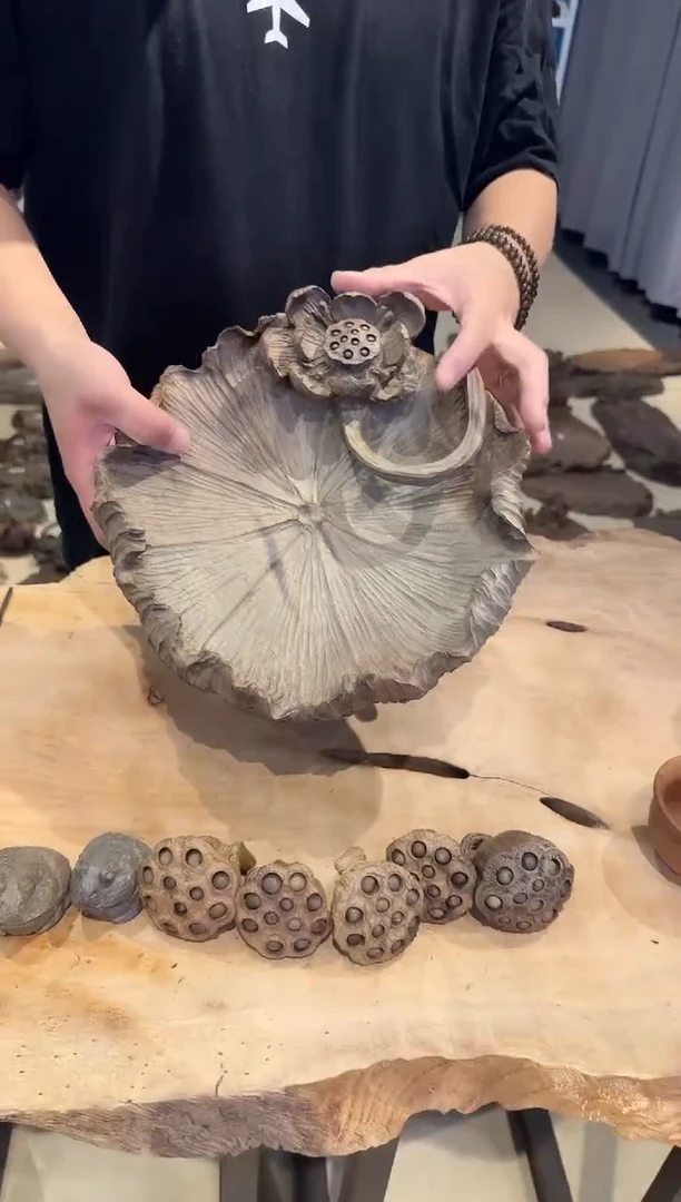 木242号乌木金丝楠果盘+角蛙