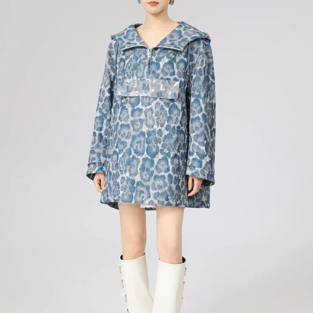 limil新款设计款豹纹牛仔复古外套9300150