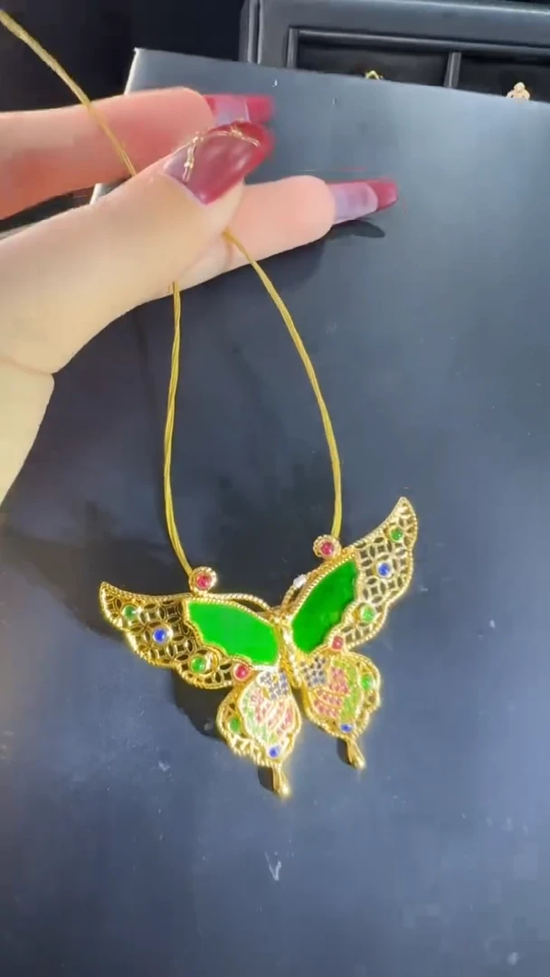 【闪购商品】翡翠吊坠(不含链)银S925镀金镶嵌天然缅甸翡翠A货吊坠