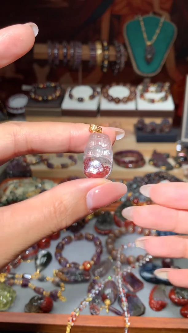 18K金镶嵌珠宝半成品水晶锦鲤胶花貔貅吊坠