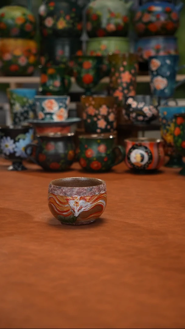 紫砂油画釉下彩手绘