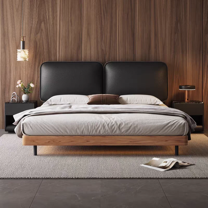 悬浮大黑牛真皮床1.8×2米主卧双人床2025新款极简婚床松弛感皮床