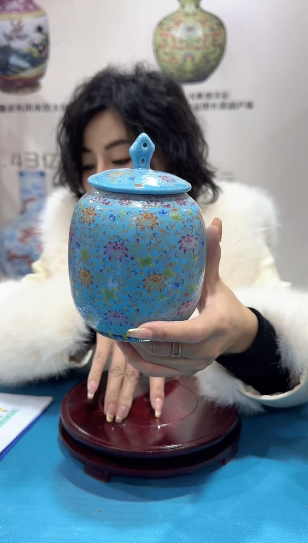 【闪购商品】瓷片小祥云法郎彩宝石浅蓝