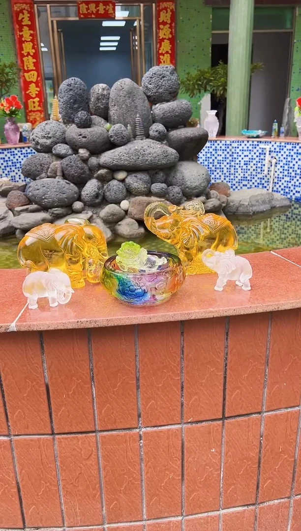 【闪购商品】泥塑古法琉璃财富象摆件