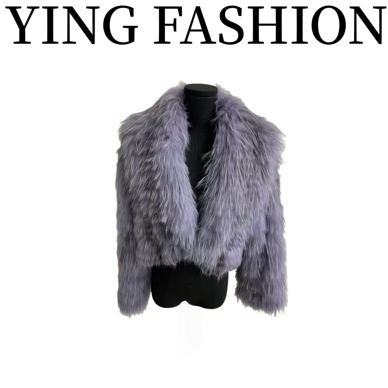 【YING FASHION】莹老板-时尚气质大理石狐紫草草外套90970270 9307