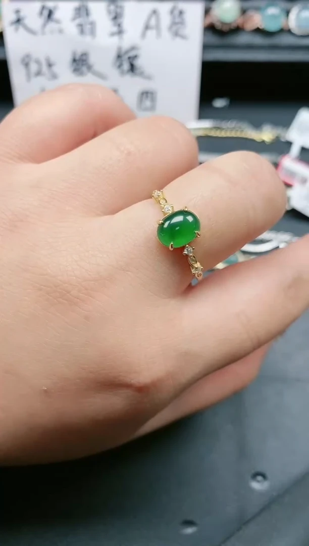 翡翠戒指银S925镶嵌111111