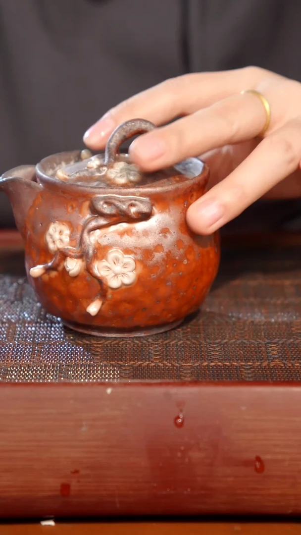 陶瓷奢瓷/瑞寅柴烧茶器（宝瓶）1622 微瑕+杯子