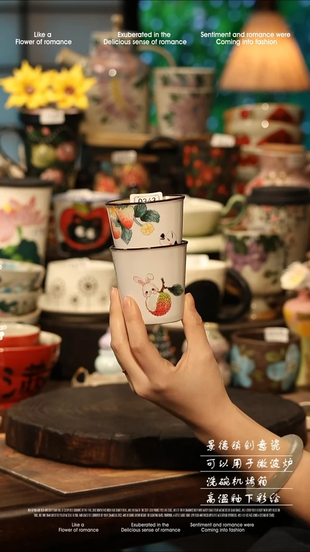 陶瓷一对景德镇高温釉下彩手工手绘款式