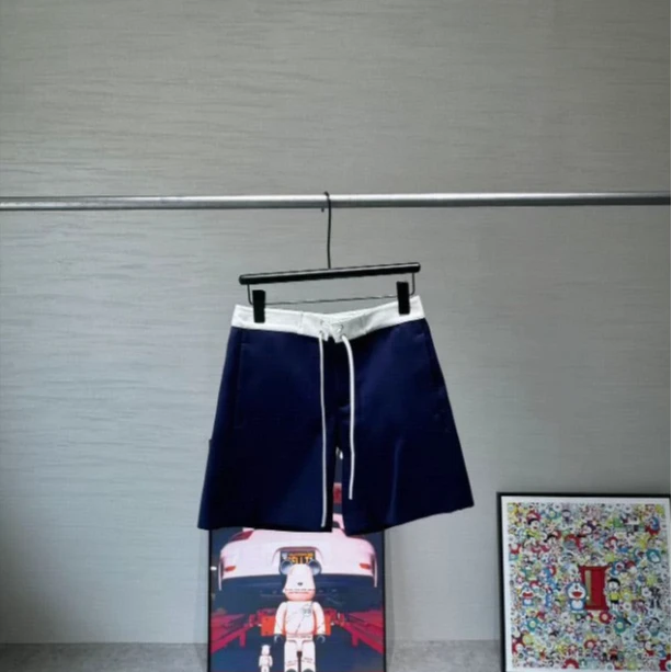 未使用 MIU MIU/缪缪 拼色系带短裤 白蓝