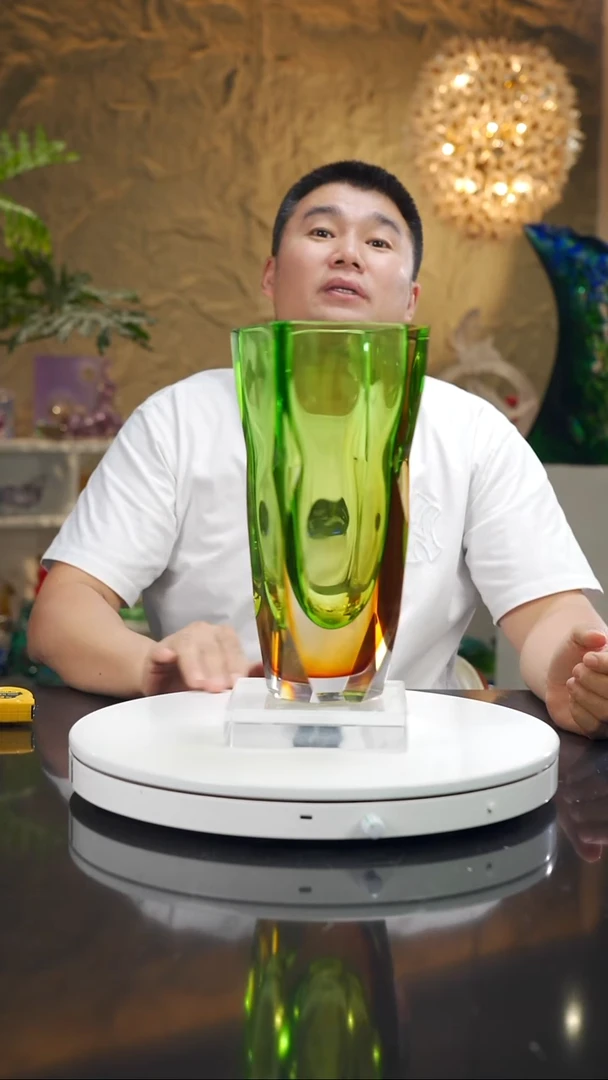 摆件福利琥珀绿切面花瓶