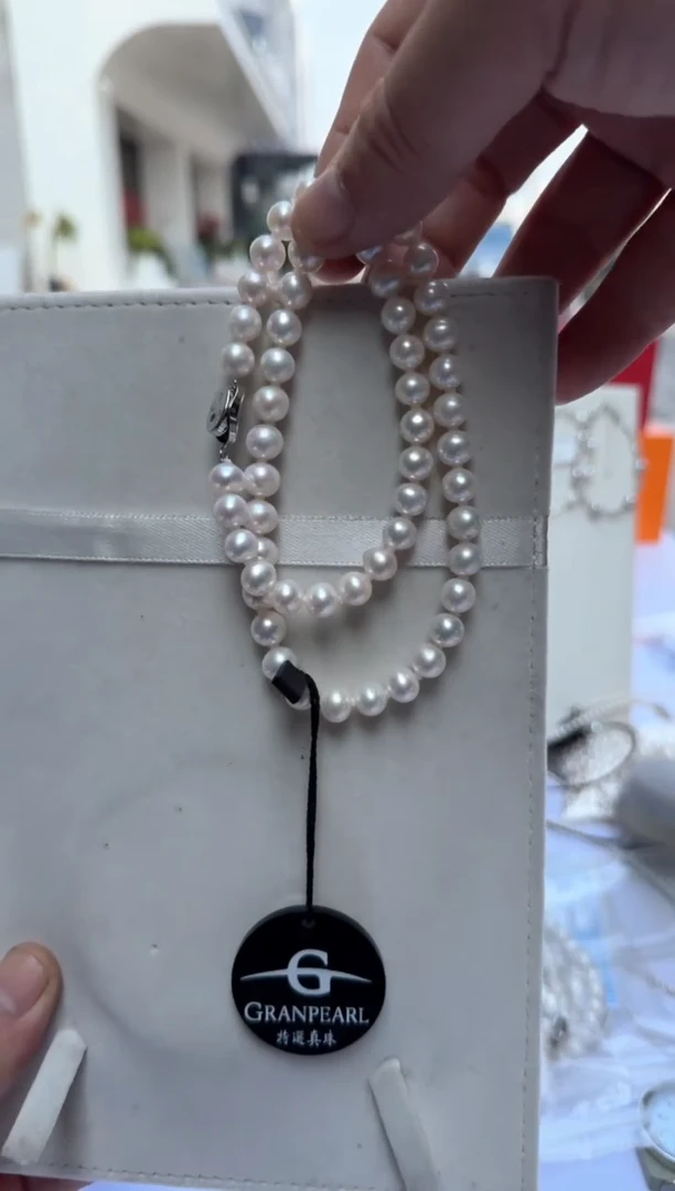 【闪购商品】淡水珍珠项链银S925镶嵌8mm（无核-原版黑标）